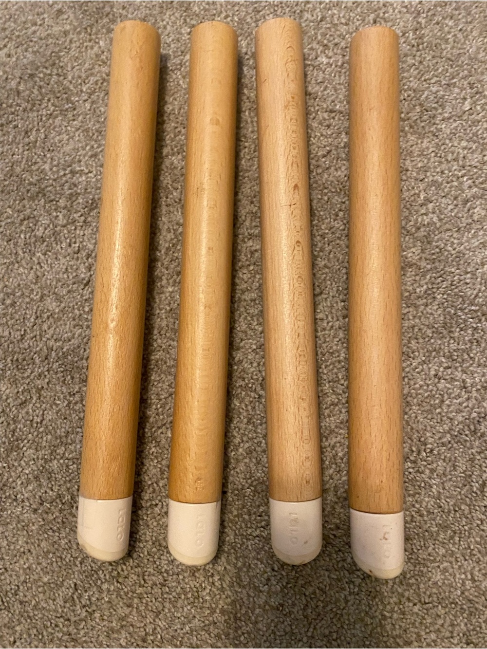 Lalo Set of 4 Natural Wood Legs to Convert High Chair to Toddler Seat Grapefruit
